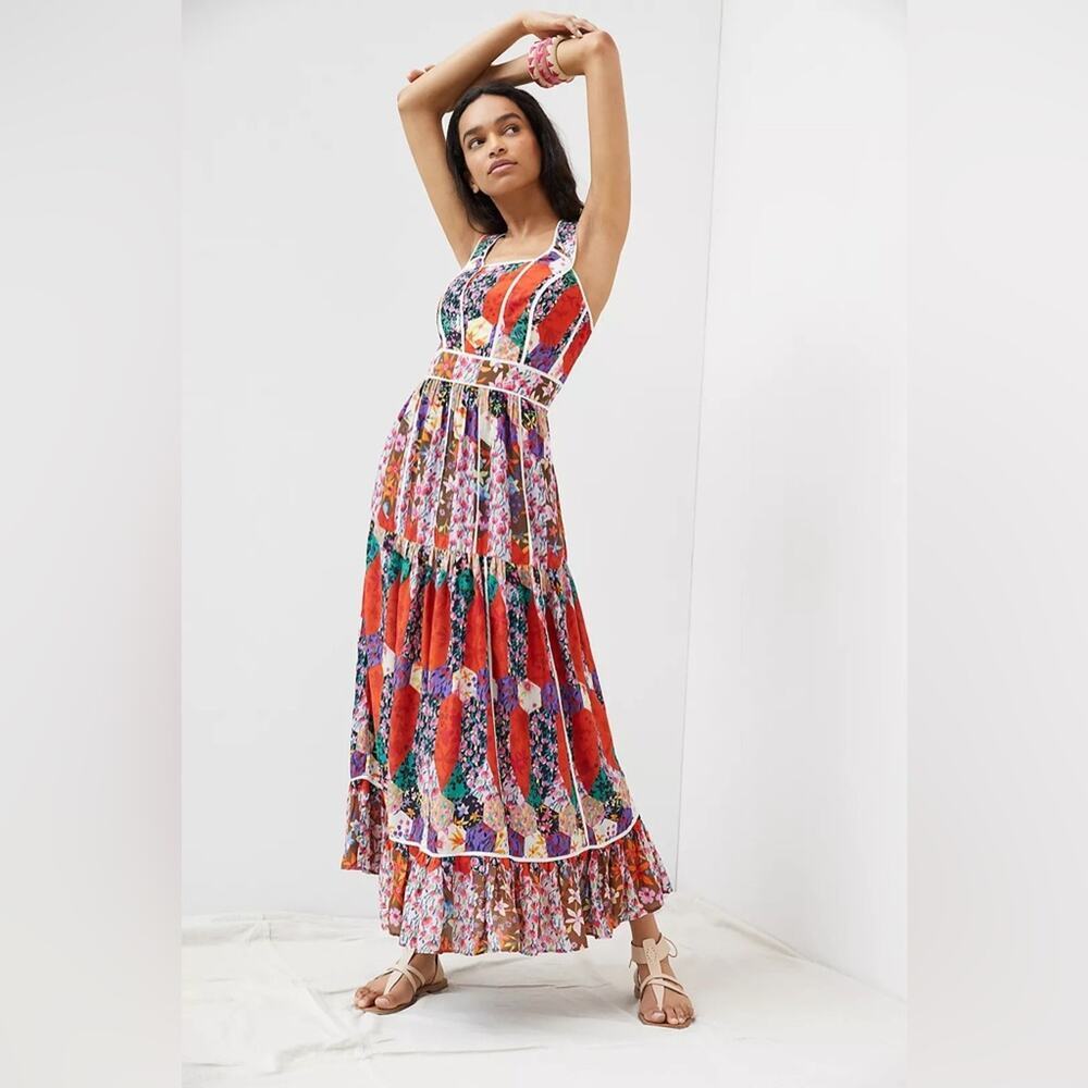 Anthropologie Square Neck Maxi Dress Size 12 - Picture 4 of 13